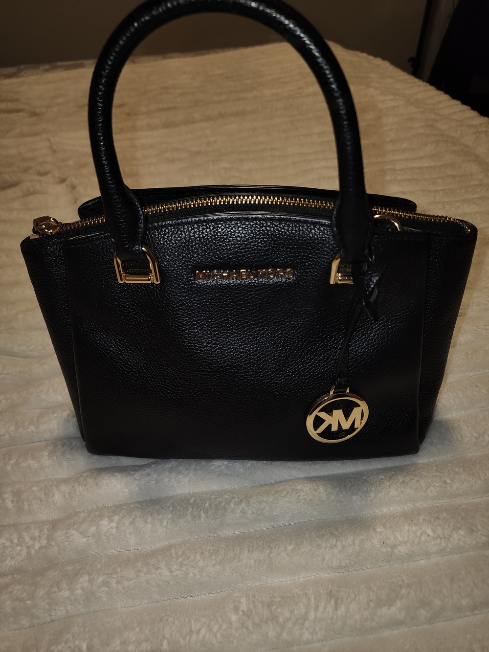 Michael Kors Black Leather Satchel Handbag